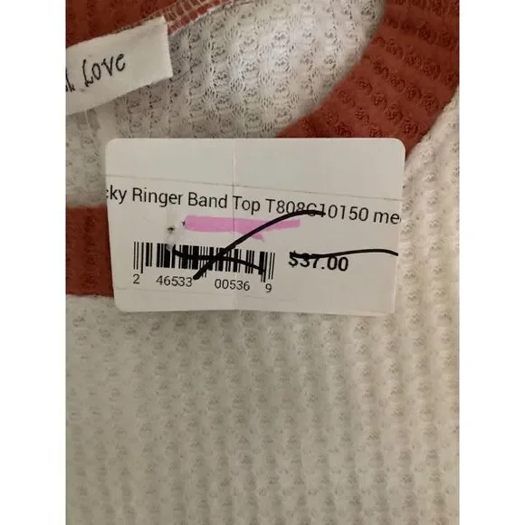 PHIL LOVE RINGER TOP MEDIUM WHITE ORANGE THERMAL - Picture 7 of 9